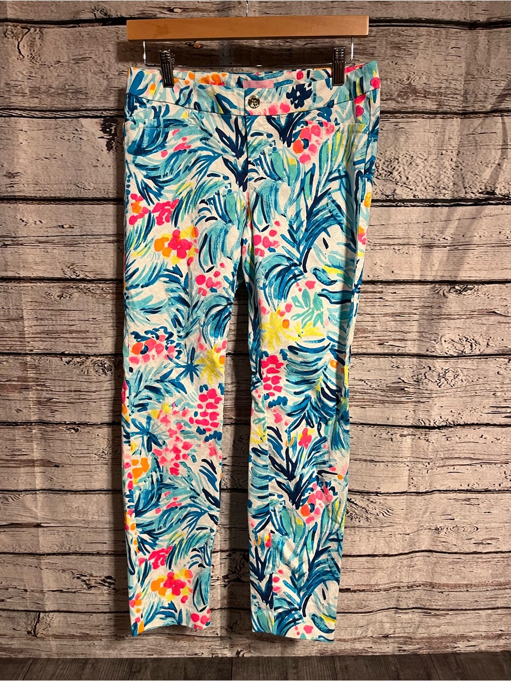 Lilly Pulitzer Kelly ankle skinny pants serene blue tippy top tropical print